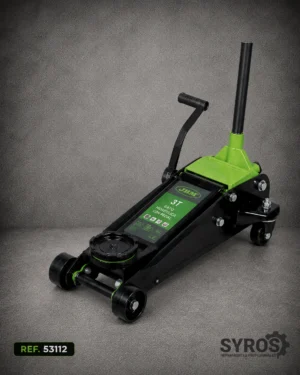 Gato hidráulico profesional de 3 toneladas con pedal de aproximación rápida para talleres de automoción.