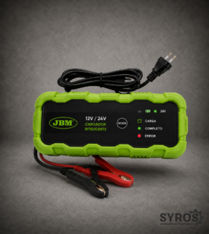 Cargador inteligente de baterías 12V y 24V para vehículos y talleres de automoción.