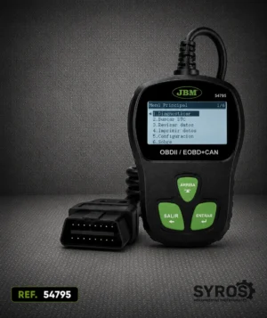 Escáner de diagnosis OBD2/EOBD+CAN para lectura y borrado de códigos de avería en vehículos.
