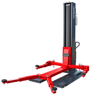 Elevador portátil monocolumna electrohidráulico de 3.200 kg para talleres de automoción.