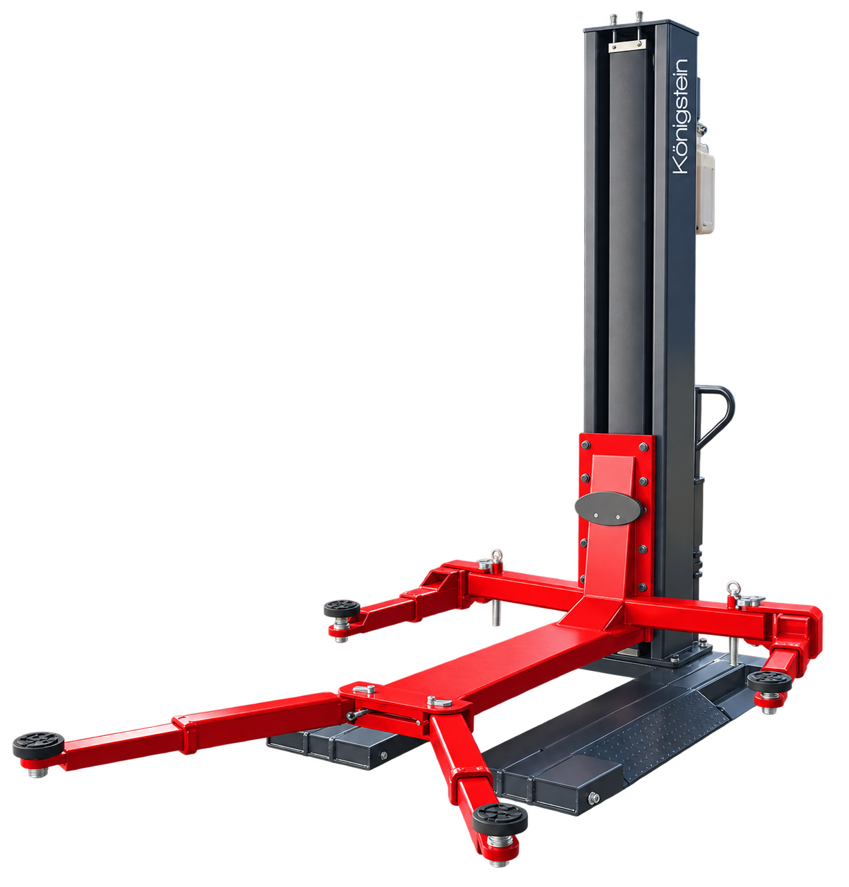 Elevador portátil monocolumna electrohidráulico de 3.200 kg para talleres de automoción.