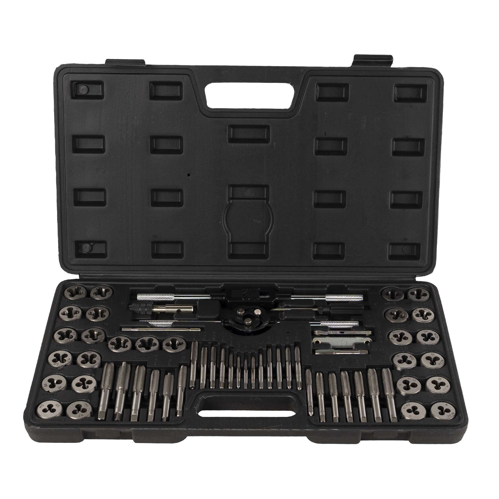 JBM Estuche métrico con 60 piezas de machos y terrajas combinado métrico y pulgada