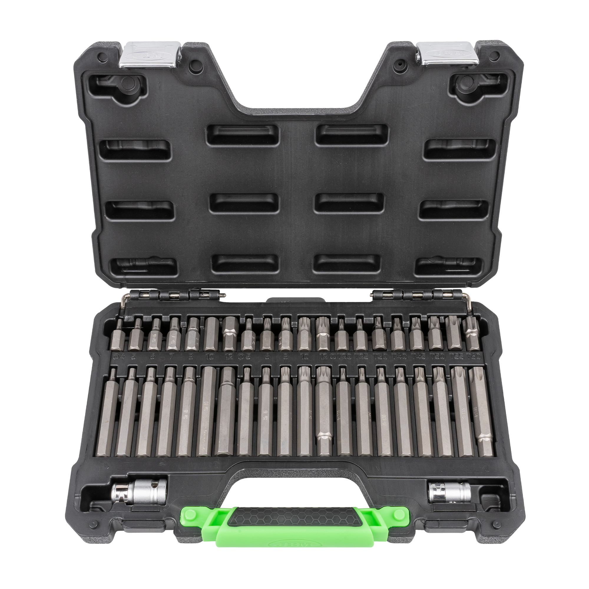 JBM Maletín de 42 puntas hexagonales, 12 cantos y torx de 1/2 y 3/8