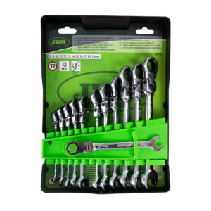 Set de 12 llaves combinadas articuladas con trinquete JBM