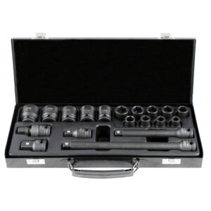 JBM Set de 19 piezas de impacto de 1/2 con 14 vasos hexagonales + adaptadores