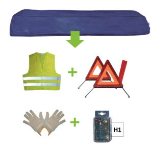 JBM Kit emergencia bolsa azul + mk h1 + chaleco + triang. + guantes