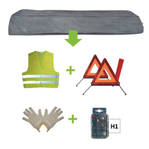 JBM Kit emergencia bolsa gris + mk h1 + chaleco + triang. + guantes