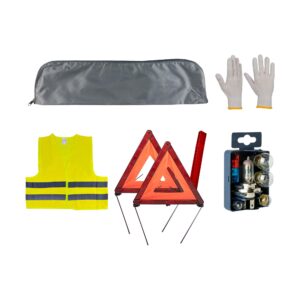 JBM Kit emergencia bolsa gris + mk h4 + chaleco + triang. + guantes