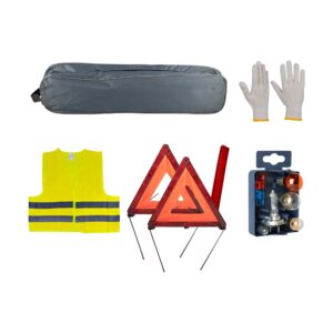 JBM Kit emergencia bolsa gris + mk h7 + chaleco + triang. + guantes