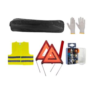 JBM Kit emergencia bolsa negra + mk h7+h1 + chaleco + triang. + guantes