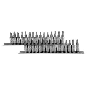 JBM Juego de 30 puntas philips, plana, allen, torx, torx inviolable con vaso de 1/4