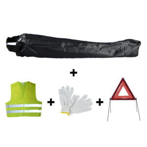 JBM Kit emergencia bolsa negra mini+triangulo+chaleco+guantes