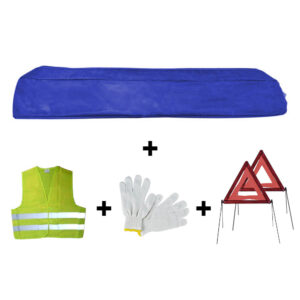 JBM Kit emergencia bolsa azul mini+2triangulos+chaleco+guantes