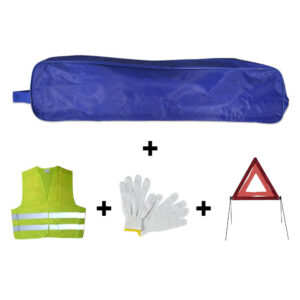 JBM Kit emergencia bolsa azul ribete+triangulo+chaleco+guantes