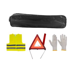 JBM Kit emergencia bolsa negra ribete+triangulo+chaleco+guantes