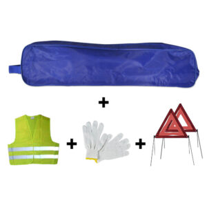 JBM Kit emergencia bolsa azul ribete+2triangulos+chaleco+guantes