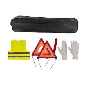 JBM Kit emergencia bolsa negra ribete+2triangulos+chaleco+guantes