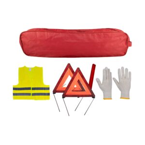 JBM Kit emergencia bolsa roja ribete+2triangulos+chaleco+guantes