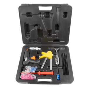 Set reparador de abolladuras JBM con pistola de pegamento.