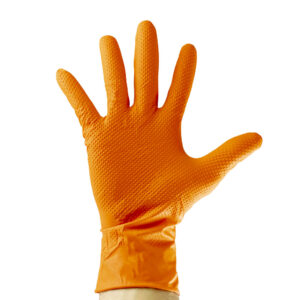 JBM Guantes naranjas desechables de nitrilo t:xl 7,0mil (100 uds.) textura diamante
