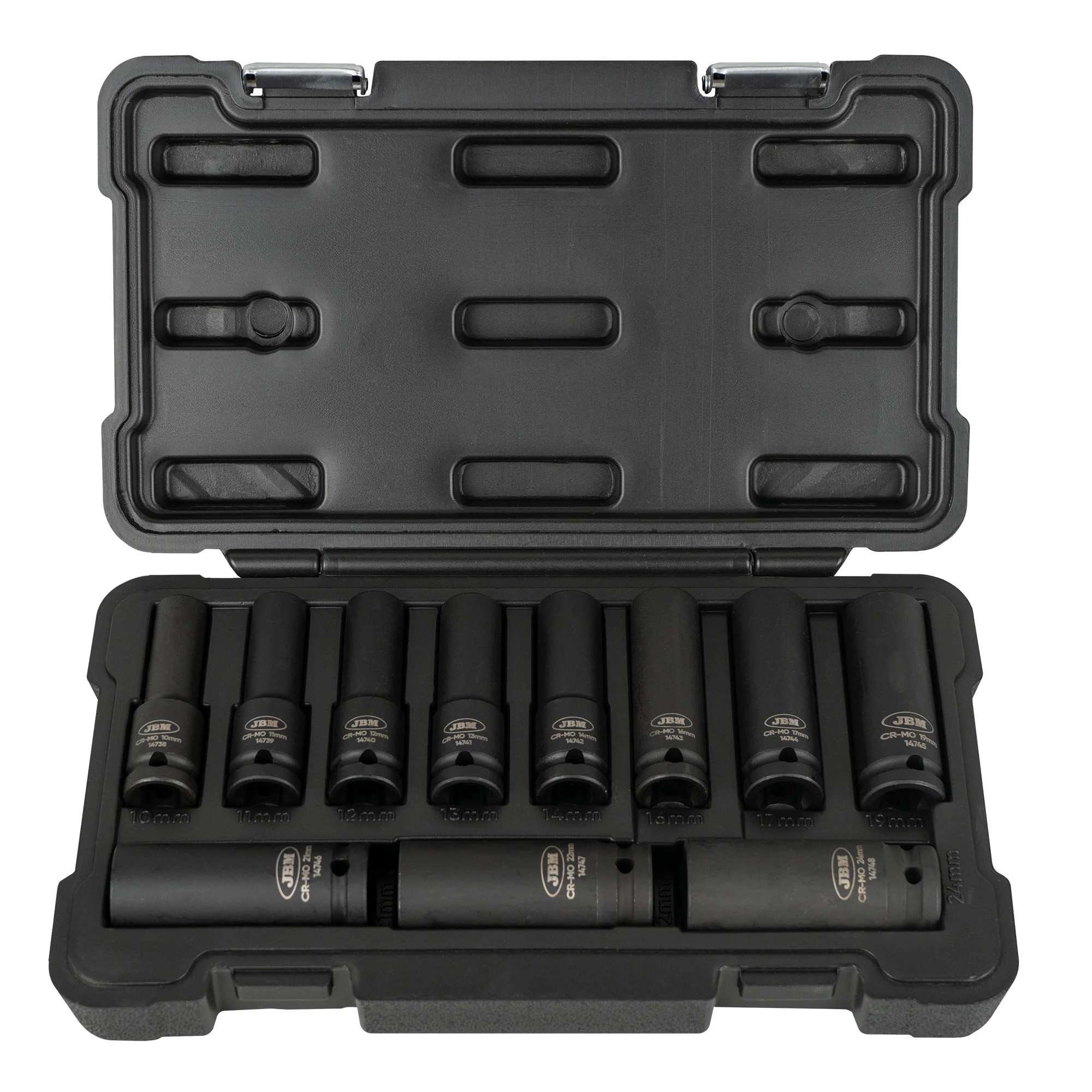Set de 11 vasos de impacto largos 12 cantos JBM de 1/2".