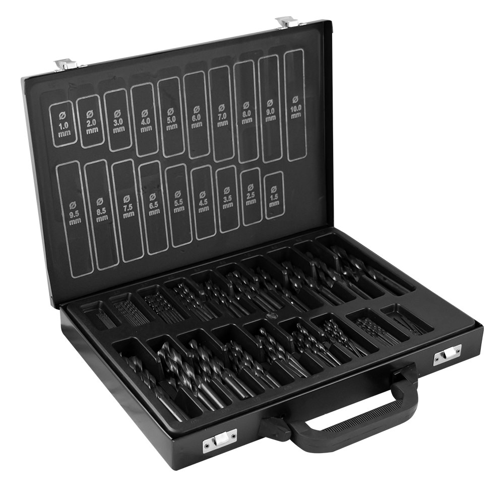Estuche de brocas helicoidales JBM 1-10mm HSS 4241, negro