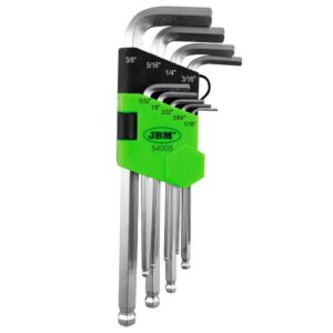 Set de 9 llaves Allen JBM con punta redonda en pulgada