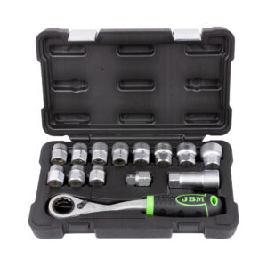 JBM Estuche de herramientas go-through de 14 piezas de 1/2 cincado