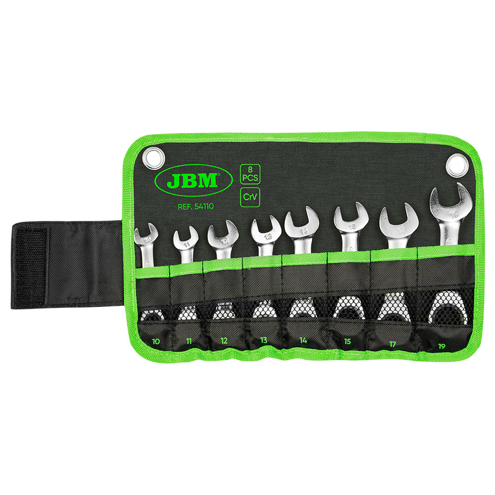 Set de 8 llaves combinadas JBM cortas con trinquete