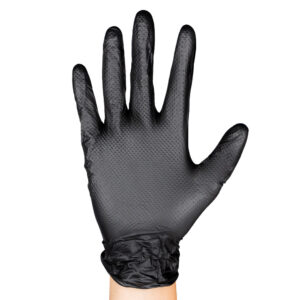 JBM Guantes negros desechables de nitrilo t:m 7,0mil (100 uds.) textura diamante