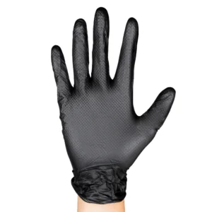 JBM Guantes negros desechables de nitrilo t:xl 7,0mil (100 uds.) textura diamante