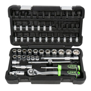 JBM Estuche de herramientas de 59 piezas con vasos hexagonales 3/8 cincado