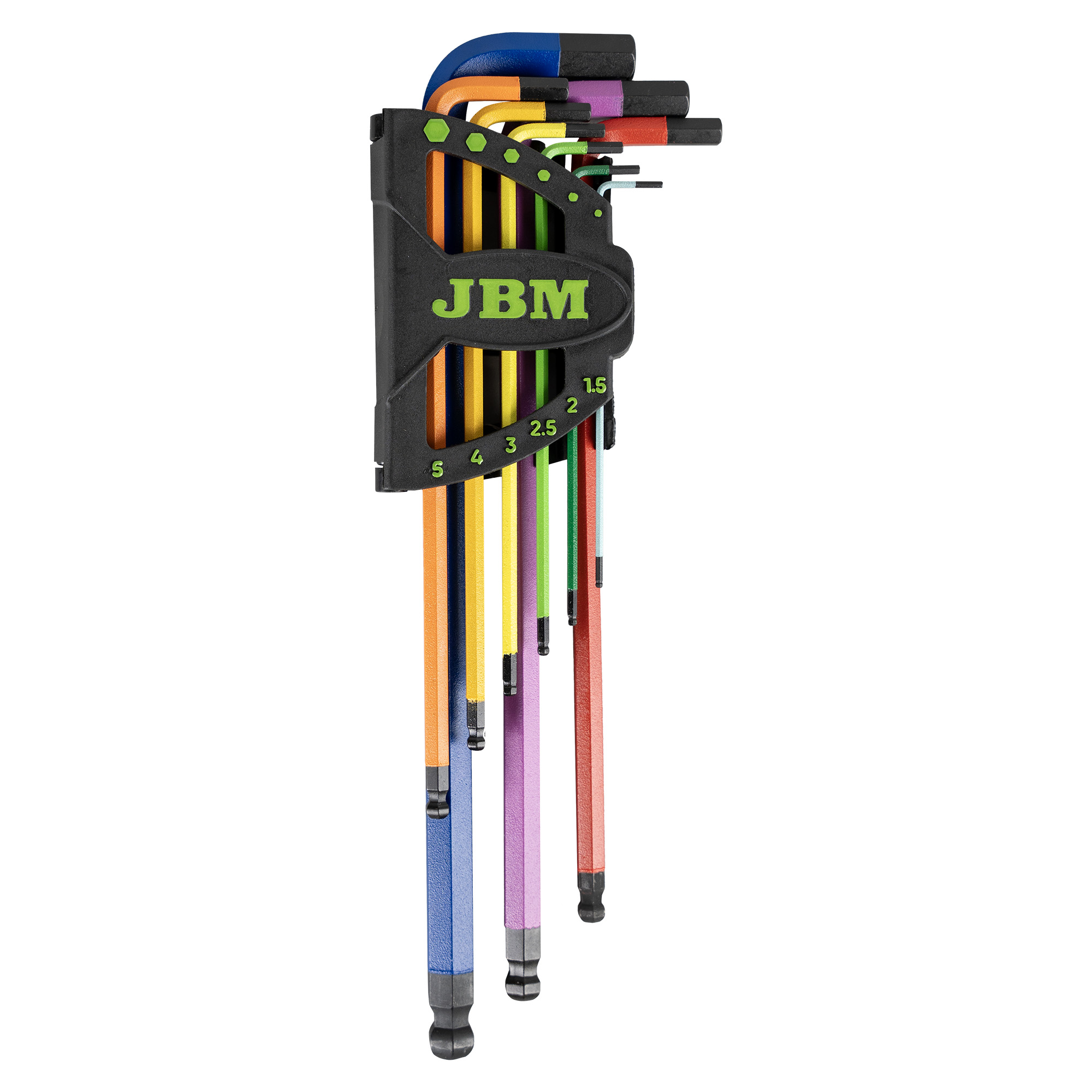 Set de 9 llaves Allen JBM de colores con punta redonda extralargas