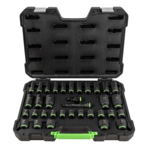 JBM Set de 34 piezas de impacto con 16 vasos largos de 1/2 hexagonales + adaptadores