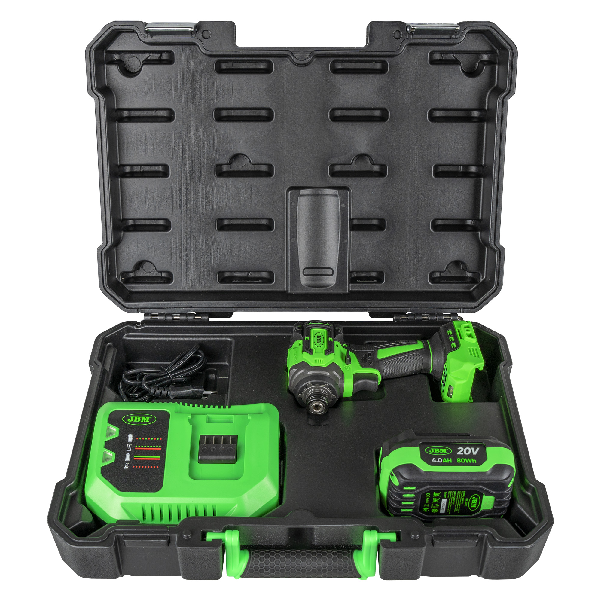Atornillador de impacto a batería JBM de 1/4" 230 Nm con maletín.