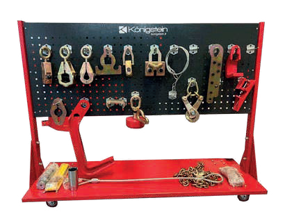 Panel organizador de garras, cadenas y accesorios para elevadores de bancada.