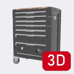 Carro de herramientas KNH101C7 con 118 piezas aisladas de Königstein en 3D y realidad aumentada
