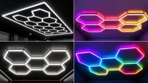 Iluminación LED hexagonal para talleres en blanco y en colores RGB