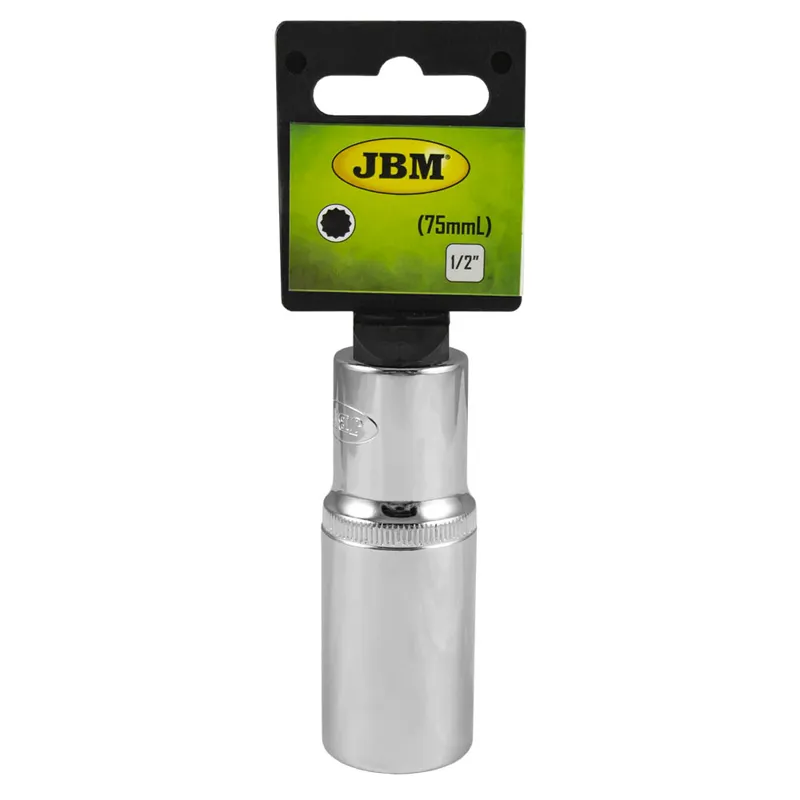 Vaso xzn cantos 1/2" 75 mm largo 19 mm cromado JBM, referencia 13610, vista 2